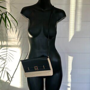 KATE SPADE Houston Street Loula Straw Leather Luxury Designer Crossbody Bag EUC